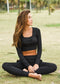 UV Long sleeved Pleated front Crop Top solid black