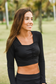 UV Long sleeved Pleated front Crop Top solid black